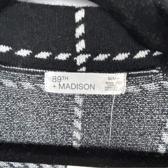 89th & Madison Window Pane Double Breasted Cardigan Medium Black NWT - Picture 5 of 13